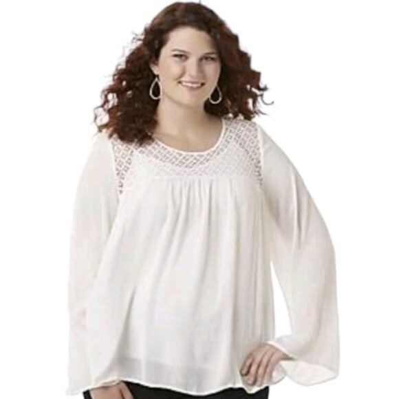 Tunic Blouse Boho Peasant Shirt Top Simply Emma BELL SLEEVE Women's WOMAN'S XL - Picture 2 of 13